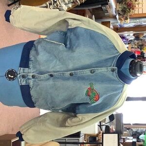 Unisex Vintage 90’s Space Jams Denim Jacket with Canvas Sleeves